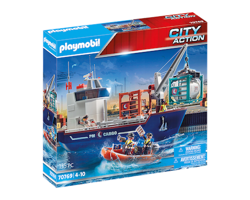 Playmobil City Action Großes Containerschiff mit Zollboot