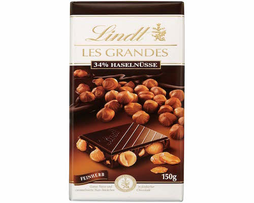 Lindt Les Grandes 34% hazelnuts dark chocolate 150g