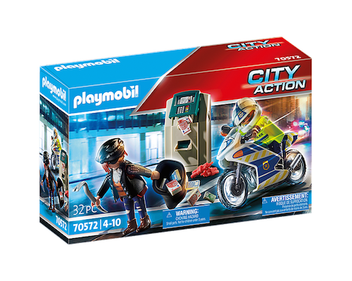 Playmobil City Action Polizei-Motorrad: Verfolgung des Geldräubers