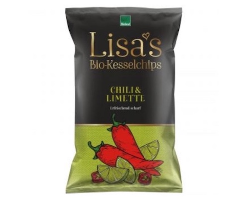 Lisa's Organic Kettle Crisps Chili & Lime 125g