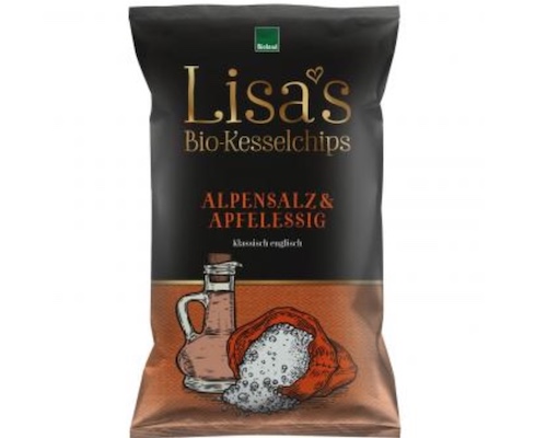 Lisa's Organic Kettle Crisps Alpine Salt & Apple Vinegar 125g