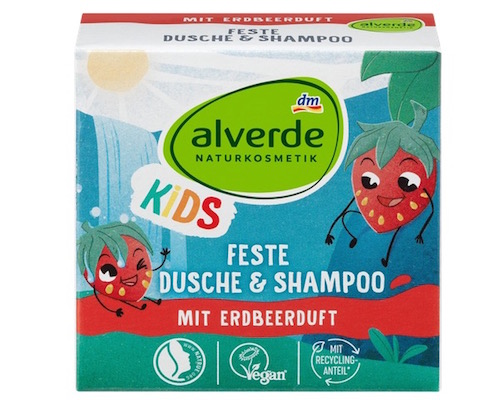 dm Alverde Kids Feste Dusche & Shampoo Erdbeerduft 60g