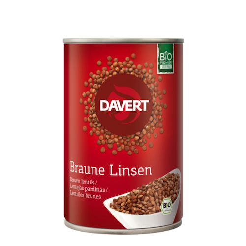 Braune Linsen in der Dose