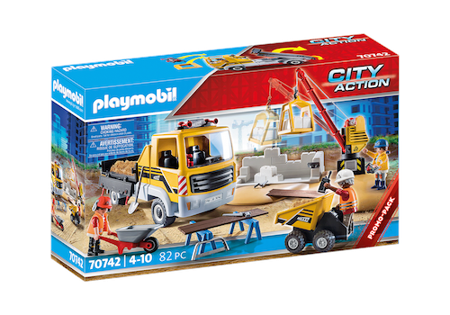 Playmobil construction site with dump truck