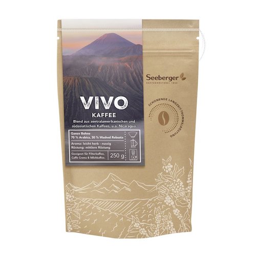 Seeberger Kaffee "Vivo" Ganze Bohnen 250g