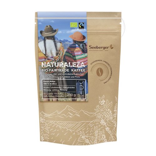 Seeberger Bio Fair Trade Kaffee "Naturaleza" Ganze Bohnen 250g