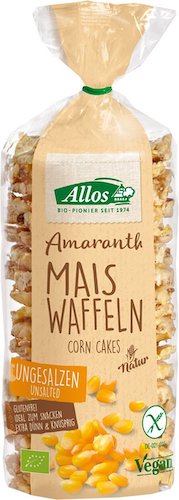 Allos Amaranth Corn Waffles Unsalted 100g