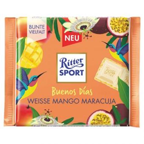 Ritter Sport Chocolate "Buenos Dias" 100g - white chocolate with mango and passionfruit - Natural German