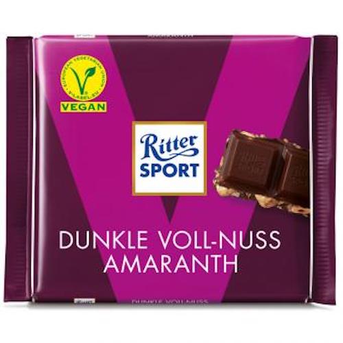 Ritter Sport Chocolate Dark Whole Nut With Amaranth 100g - vegan, dark chocolate hazelnut and amaranth - Natural German