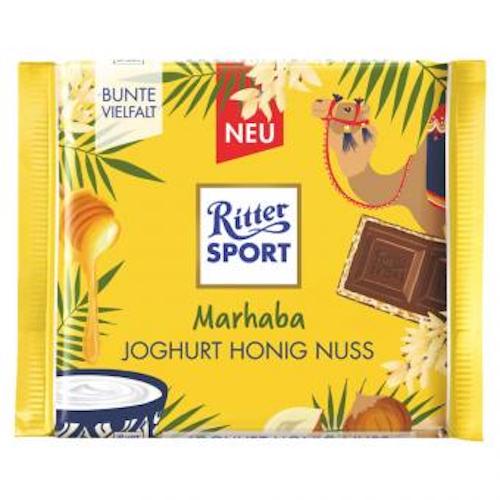Ritter Sport Chocolate Marhaba Yogurt Honey Nut 100g - limited: whole milk chocolate stuffed with yogurt, hazelnuts and honey crisp - Natural German