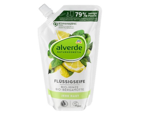 dm Alverde Flüssigseife Bio-Minze & Bio-Bergamotte Nachfüllbeutel 500ml