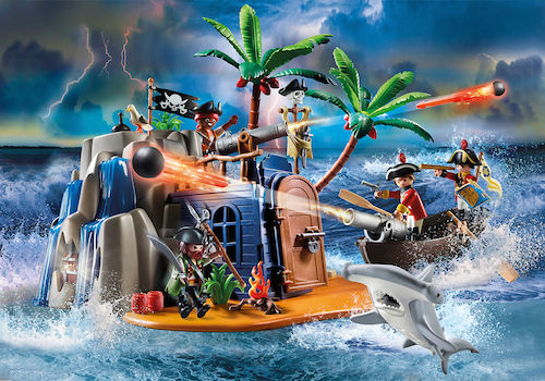 Playmobil pirate island with treasure hiding place