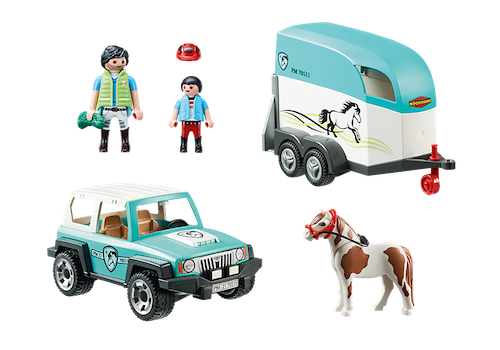 Playmobil car with pony trailer