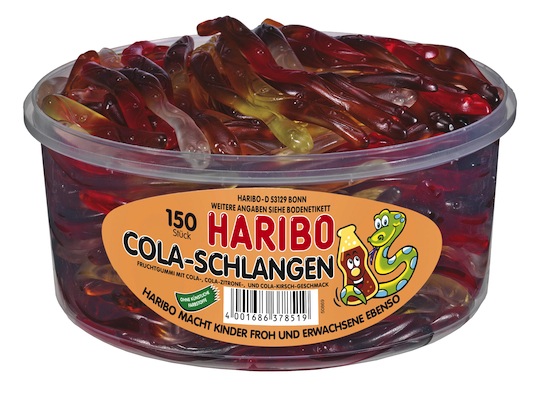Haribo Cola-Schlangen 150er Dose 1050g