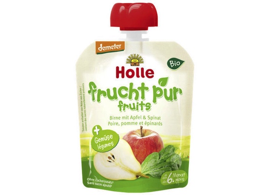 Holle Pure Fruit Pear With Apple & Spinach 90g