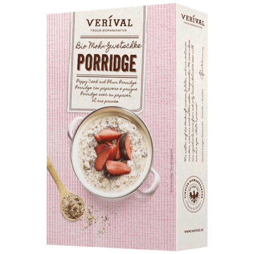 Verival Porridge Poppy-Seeds & Plum - vegan, glutenfree and organic porridge of whole grain from Tyrolia - Natural German