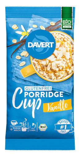 Davert Porridge-Cup Vanilla Glutenfree - vegan, glutenfree, 100% organic, free of palm oil - Natural German