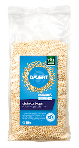 Davert Quinoa Pops Glutenfree - vegan, glutenfree, 100% organic, free of palm oil - Natural German