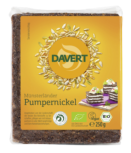 Davert Pumpernickel Bread - vegan and 100% organic, traditionally German - Natural German