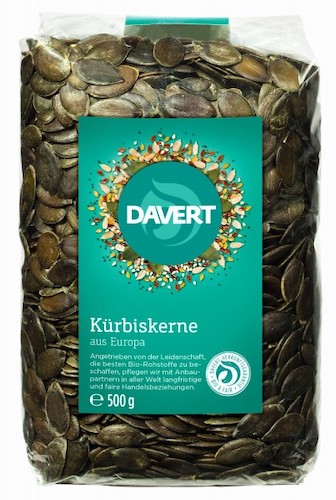 Davert Pumpkin Seeds - vegan, glutenfree and 100% organic - Natural German