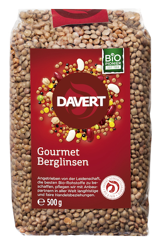 Davert Gourmet Mountain Lentils 500g - vegan, glutenfree and 100% organic - Natural German