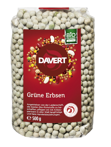Davert Green Peas 500g - vegan, glutenfree and 100% organic - Natural German
