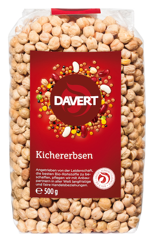 Davert Organic Chickpeas 500g - vegan, glutenfree and 100% organic - Natural German
