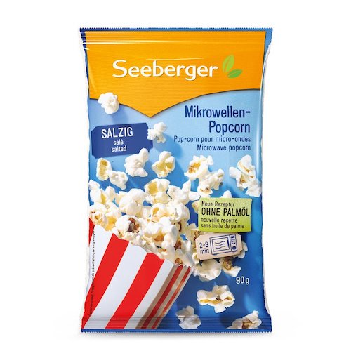 Seeberger Microwave Popcorn Salty 90g - vegan, lacto- and glutenfree, without palm oil - Natural German