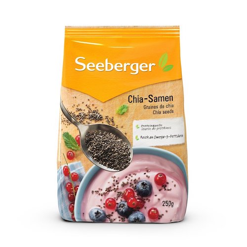 Seeberger Chia Seeds 250g - vegan and glutenfree, no preservatives added - Natural German