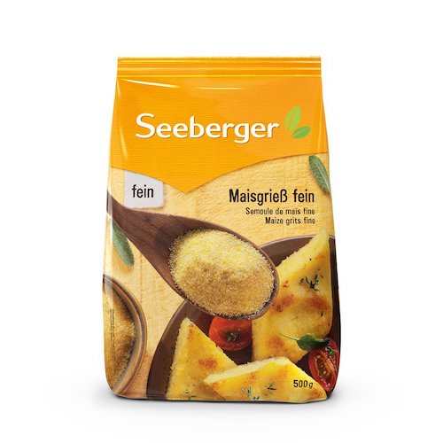 Seeberger Fine Corn Semolina 500g - vegan, glutenfree and lactofree; no sugar added - Natural German
