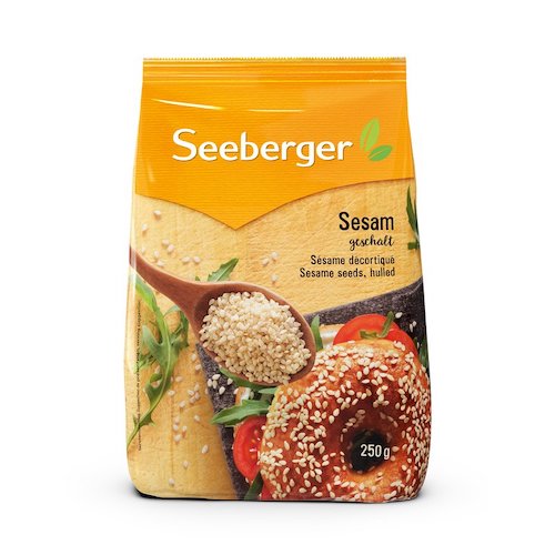 Seeberger Sesame Peeled 250g - vegan, glutenfree and lactofree; no sugar added - Natural German
