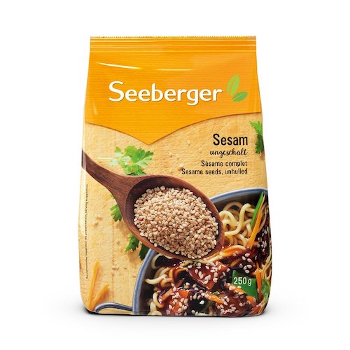 Seeberger Sesame Unpeeled 250g - vegan, glutenfree and lactofree; no sugar addede - Natural German