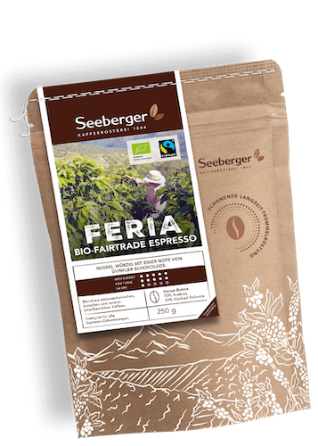 Seeberger Organic Fair Trade Espresso "Feria" Whole Bean 250g - vegan, 100% organic, fair trade - Natural German