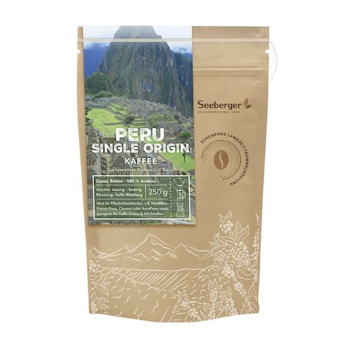 Seeberger Single Origin Coffee "Peru" 250g - vegan and glutenfree, no preservatives added - Natural German