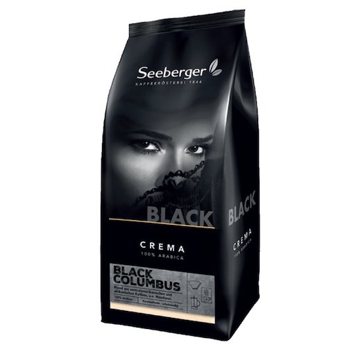 Seeberger Coffee "Black Columbus" Whole Beans 250g - vegan and glutenfree, no preservatives added - Natural German