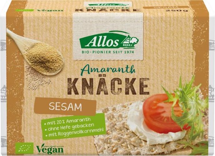 Allos Organic Sesame Crispbread 250g - vegan and 100% organic - Natural German