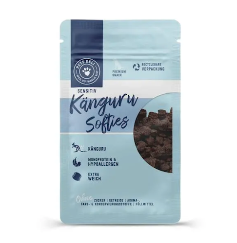 Pets Deli Softies Kangaroo Sensitive 90g - snack for dogs, suitable for allergic dogs, gluten- and grain free - Natural German