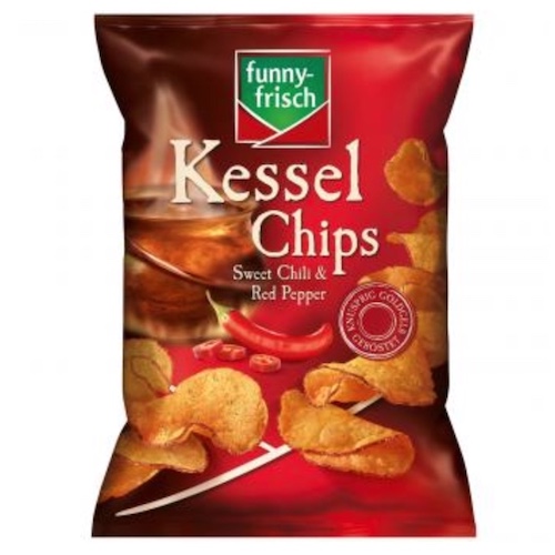 funny-frisch Kessel Chips Sweet Chili & Red Pepper 120g - roasted potato crisps with chilli flavor - Natural German