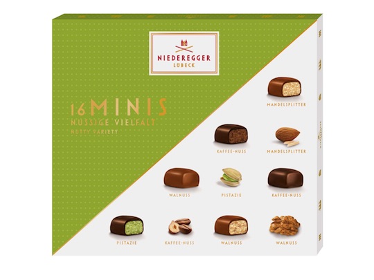 Niedergger Marzipan Minis Nutty Variety 112g - marzipan-nut-mix with chocolate coating - Natural German
