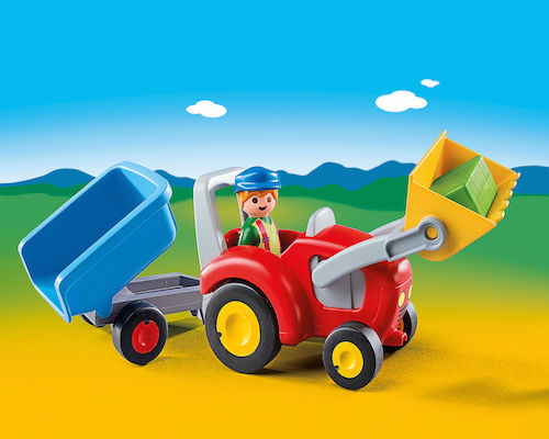 Playmobil 1.2.3 Tractor with Trailer - Can be combined with:  My Take Along Farm - Natural German