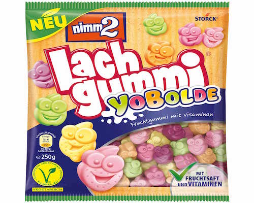 nimm2 Lachgummi YoBolde 250g - fruit gums with vitamins and skimmed milk yogurt, suitable for vegetarians. - Natural German