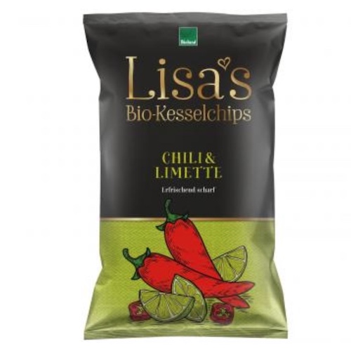 Lisa's Organic Kettle Crisps Chili & Lime 125g - suitable for vegans - Natural German