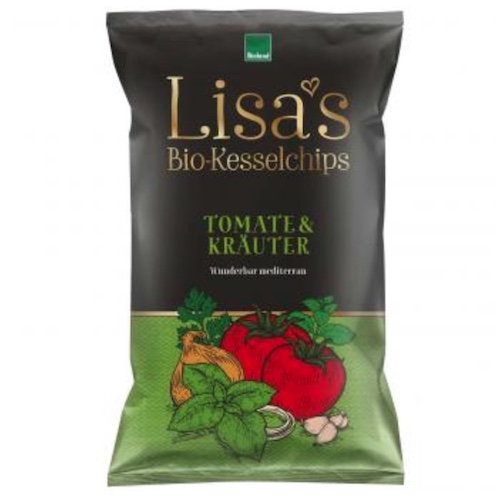 Lisa's Organic Kettle Crisps Tomato & Herbs 125g - suitable for vegans - Natural German