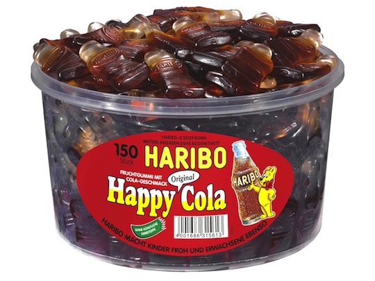 Haribo Happy Coke Box 1.200g - popular fruit gum with coke taste - Natural German