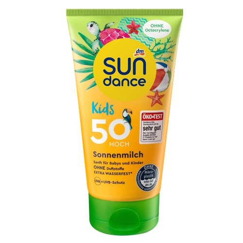 dm SUNdance Sun Milk Kids Green SPF 50 150ml - UVA+UVB protection - Natural German