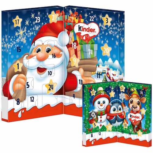 kinder Table Advent Calendar - with 24 individually wrapped mini whole milk chocolates - Natural German