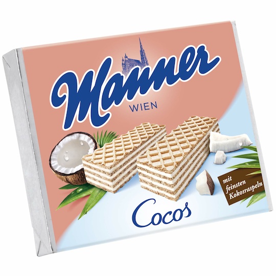 Manner Wafers Coconut 75g - crispy wafers with cream filling in a bag - Natural German