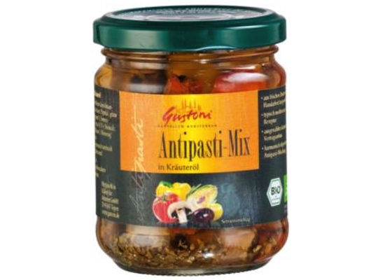 Gustoni Anti-Pasti Mix In Herbal Oil 190g - Vegan anti-pasti 100% organic - Natural German