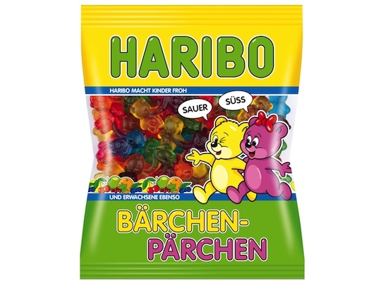 Haribo Bear Pairs 200g - sweet-sour fruit gummy bear mix - Natural German